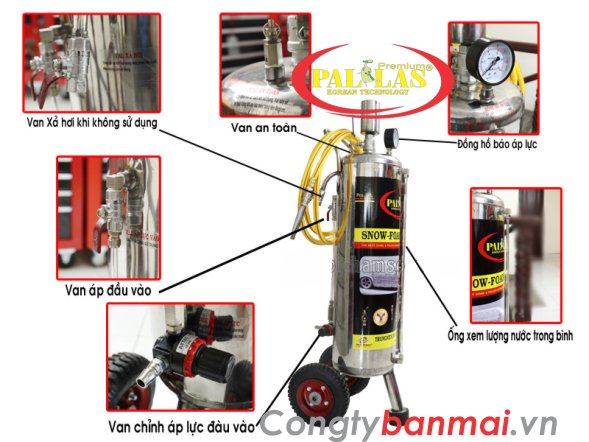Chi tiết bộ phận bình phun bọt tuyết rửa xe Pallas 30 lít MRXP30L