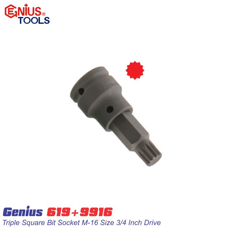 Đầu khẩu tuýp 3/4 đầu vít hoa thị 12 đỉnh M16 Genius 619+9916