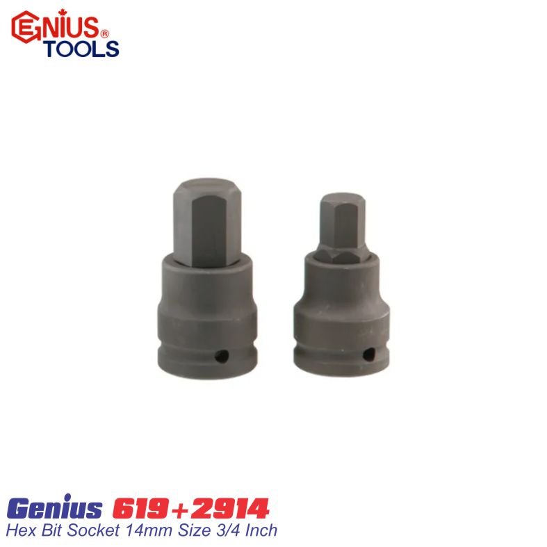 Đầu tuýp đen 3/4 inch bit lục giác 14mm Genius 619+2914