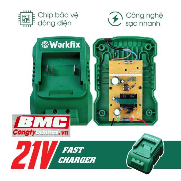 Hình ảnh bộ sạc của máy siết bu lông pin giá rẻ Workfix WF-IW2100N