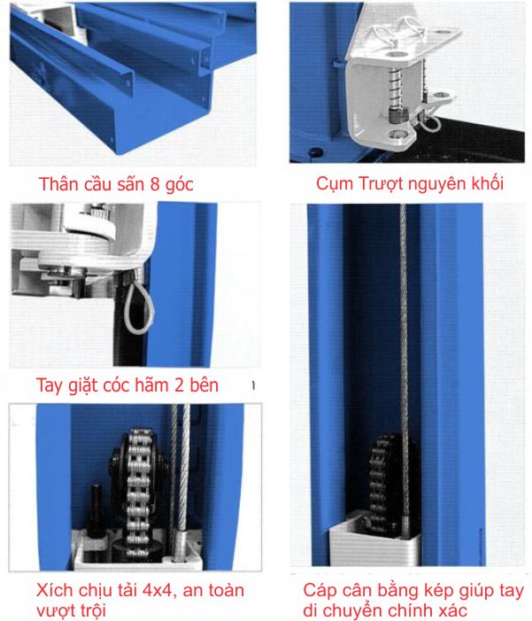 Hình ảnh kết cấu của cầu nâng 2 trụ 4 tấn AT-400Pro