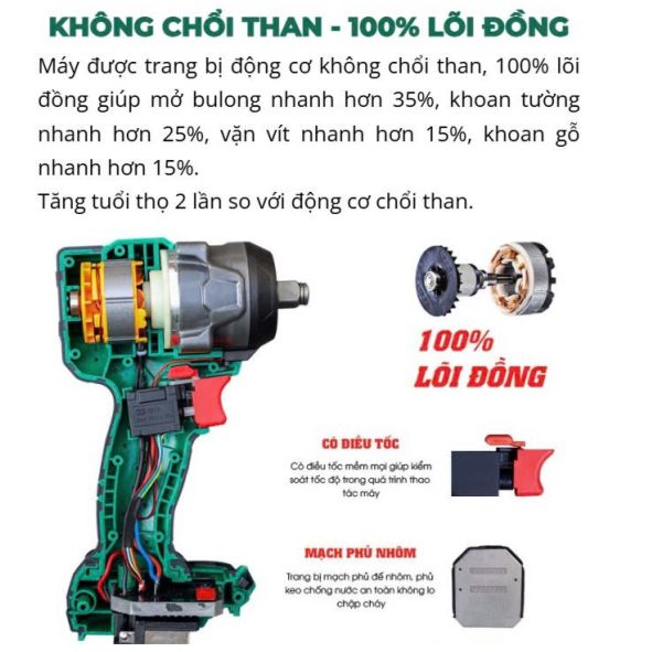 Hình ảnh máy siết bu lông pin 1/2 inch Workfix WF-IW470N