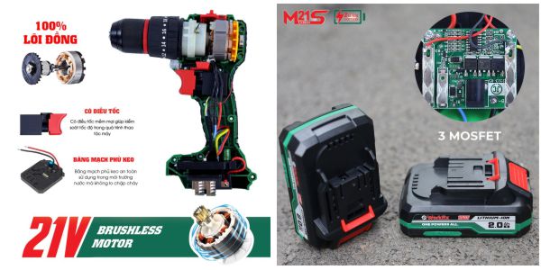 Hình ảnh Pin của máy khoan Pin Workfix WF-ID2110BL