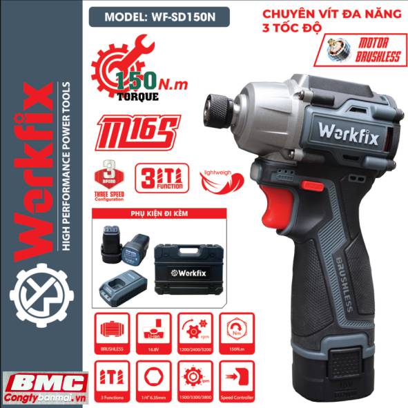 Hình ảnh súng bắn vít Pin Workfix WF-SD150N