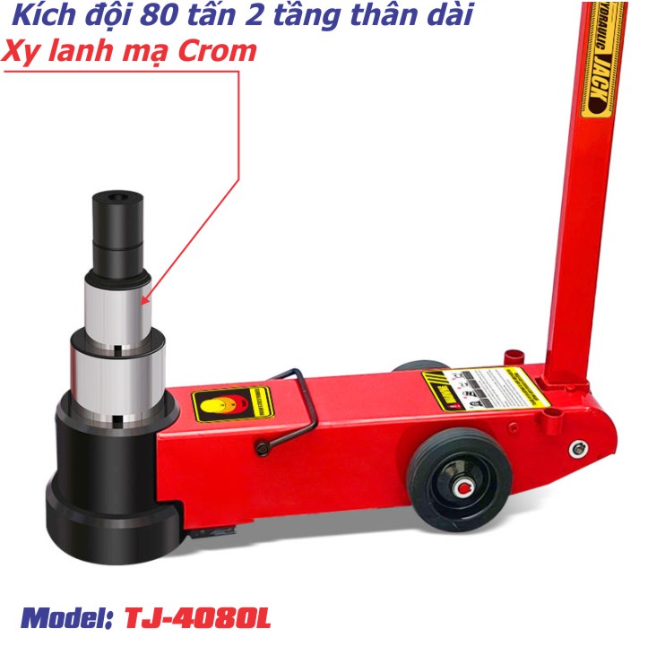 Kích đội cá sấu thuỷ lực thân dài dùng hơi 80 tấn TJ4080L