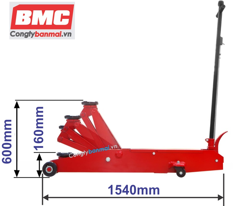 Kích thước của kích cá sấu 5 tấn thân dài FJ-08