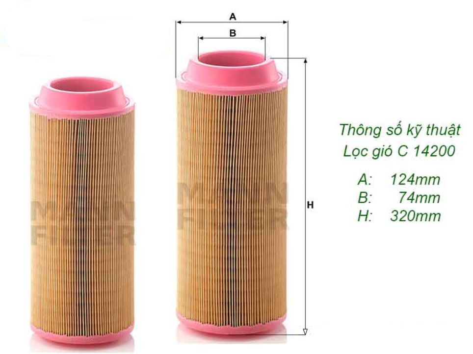 kích thước Lọc khí C 1420
