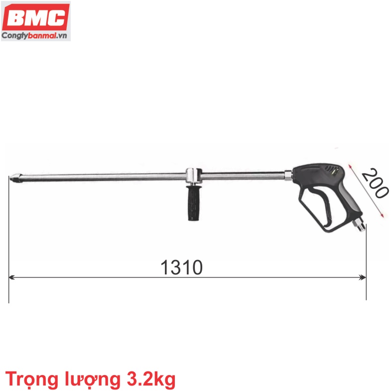 Kích thước súng xịt rửa công nghiệp 350-500 bar