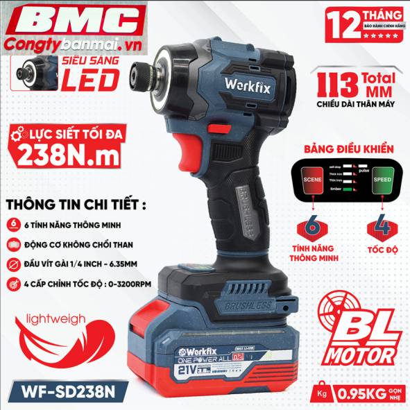 Máy bắn vít Pin Workfix WF-SD238N