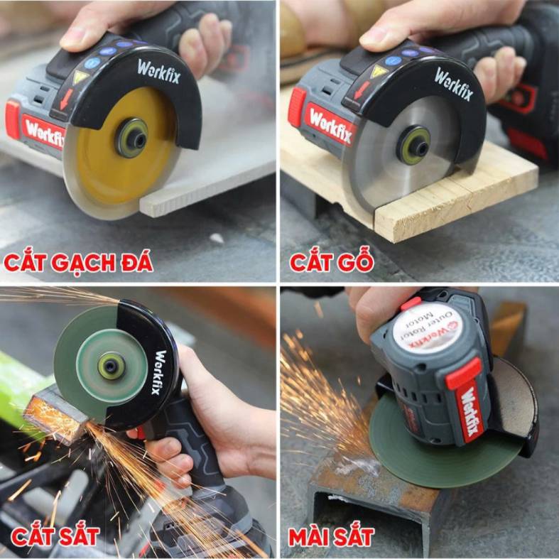 máy cắt mini chạy Pin cầm tay Workfix WF-AG100MN