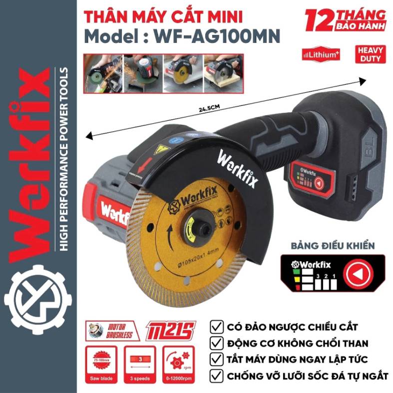máy cắt mini chạy Pin Workfix WF-AG100MN