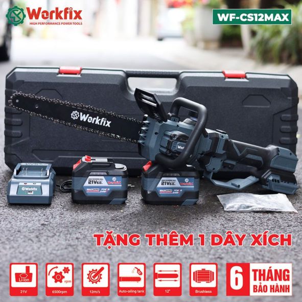 Máy cưa xích chạy Pin cầm tay Workfix WF-CS12MAX