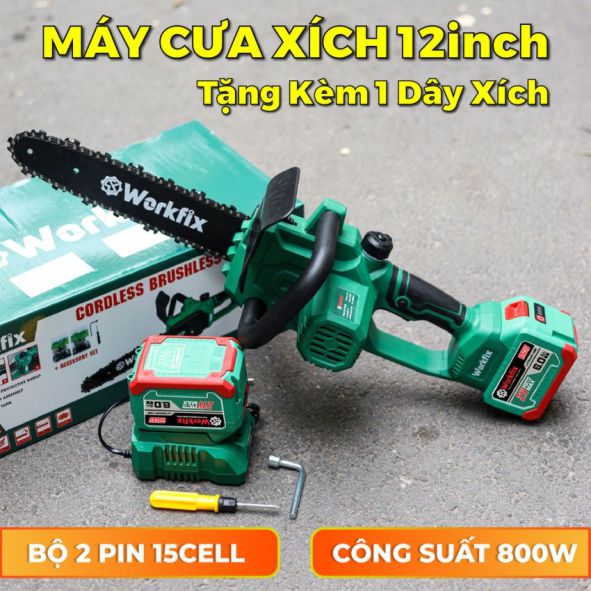 Máy cưa xích chạy Pin Workfix WF-CS12BL