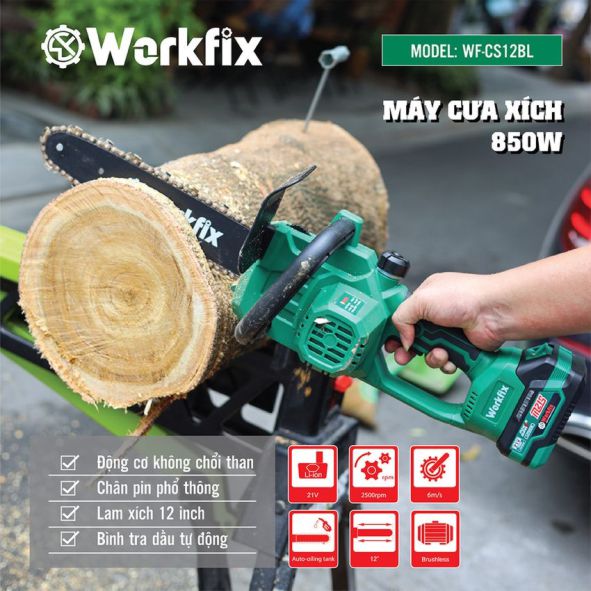 Máy cưa xích dùng pin Pin Workfix WF-CS12BL