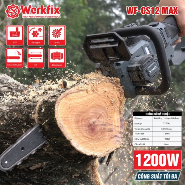 máy cưa xích dùng Pin Workfix WF-CS12MAX
