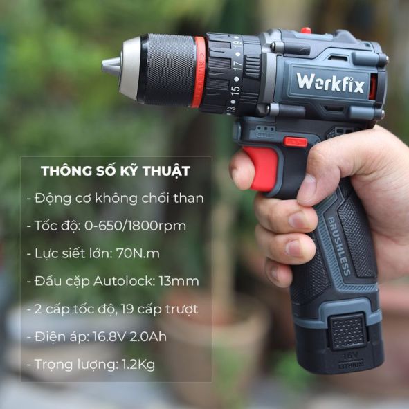 Máy khoan Pin cầm tay Workfix WF-ID1613BL