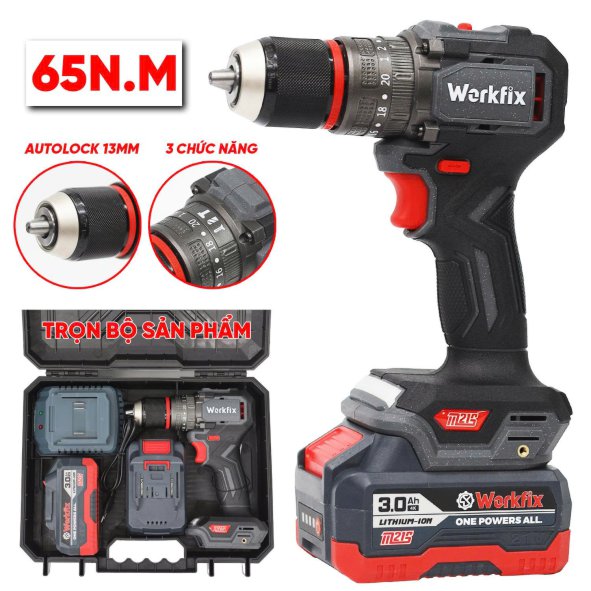 máy khoan pin dùng tay Workfix 13mm WF-ID1365F