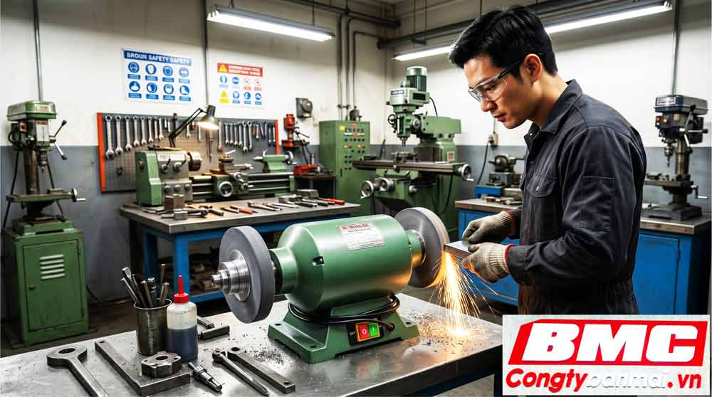 máy mài 2 đá cốt dài Hồng Ký MB2HP