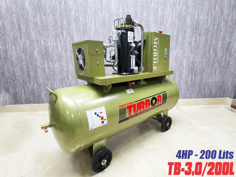 Máy nén hơi trục vít di động TurBor TB-3.0/200L Công suất 3 Kw
