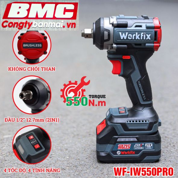 Máy siết bu lông pin giá rẻ 1/2 inch WF-IW550PRO