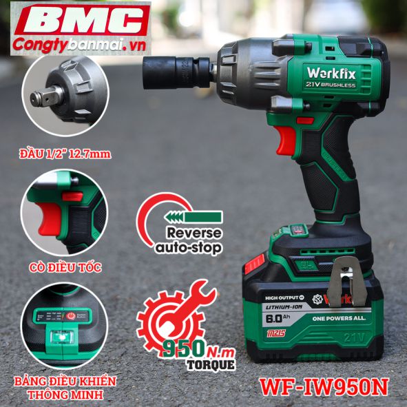 Máy siết bu lông pin giá rẻ 1/2 inch WF-IW950N