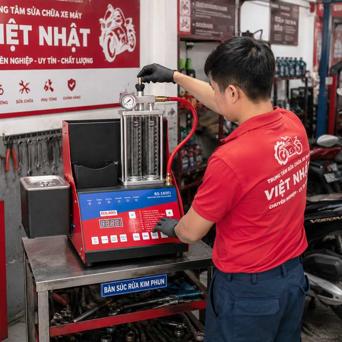 hình ảnh máy thực tế vận hành tại tiệm xe máy Việt nhật
