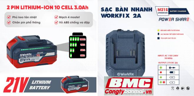 Pin dùng cho máy vặn vít Pin Workfix WF-SD238N