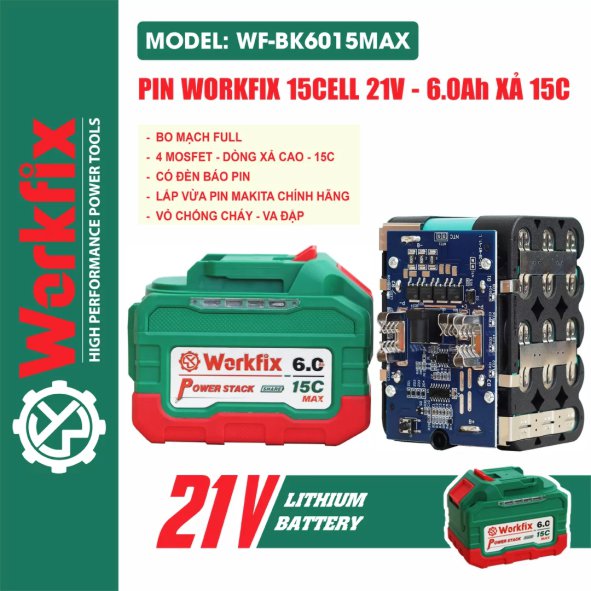 pin sạc Pin 15 Cell 21V-6.0Ah