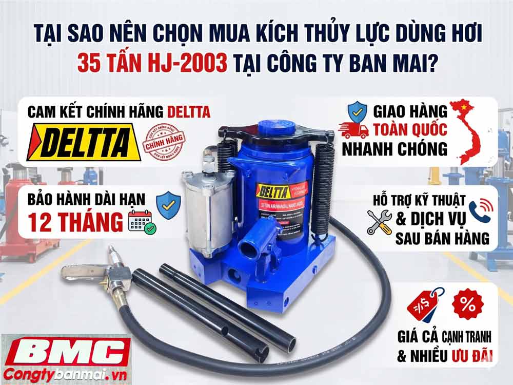 Tại Sao Nên Chọn Mua Kích Thủy Lực dùng hơi 35 Tấn HJ-2003 Tại Công Ty Ban Mai?