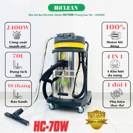 Thông số máy hút bụi công nghiệp Hiclean 70 Lít HC-70W