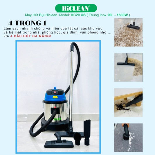 Tính năng của máy hút bụi công nghiệp Hiclean 20 lít HC-20/US