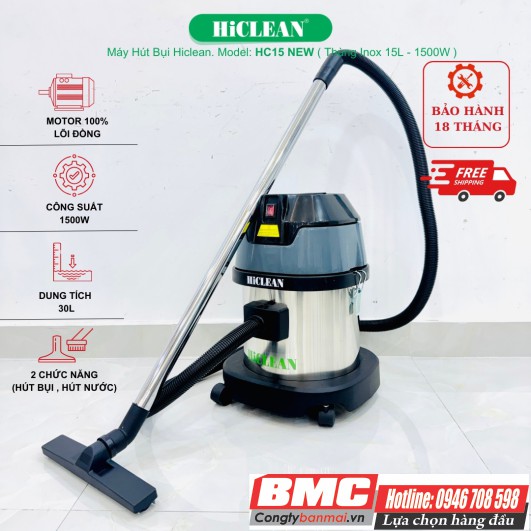 Tính năng hút bụi công nghiệp Hiclean 15 lít HC-15 New