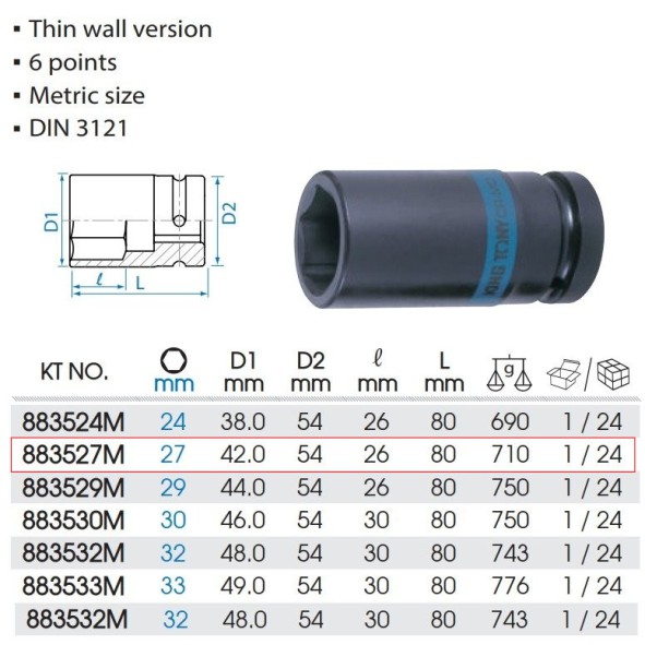 khẩu tuýp đen lục giác 27mm