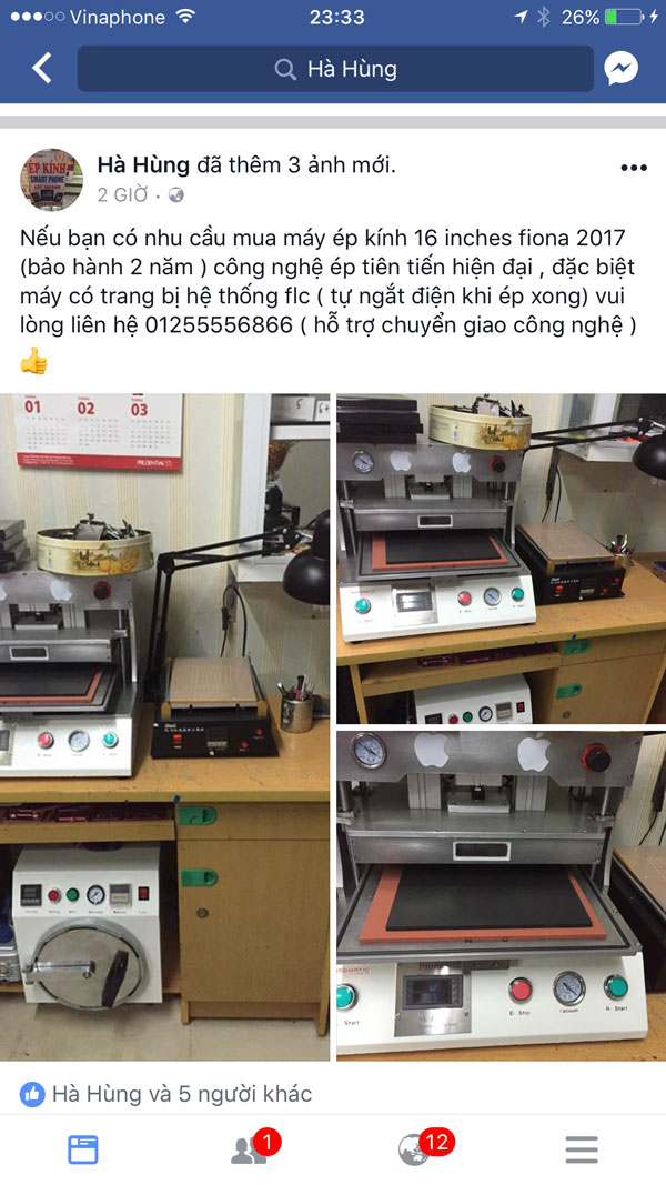 Lừa đảo bán máy ép kính Fiona Giả