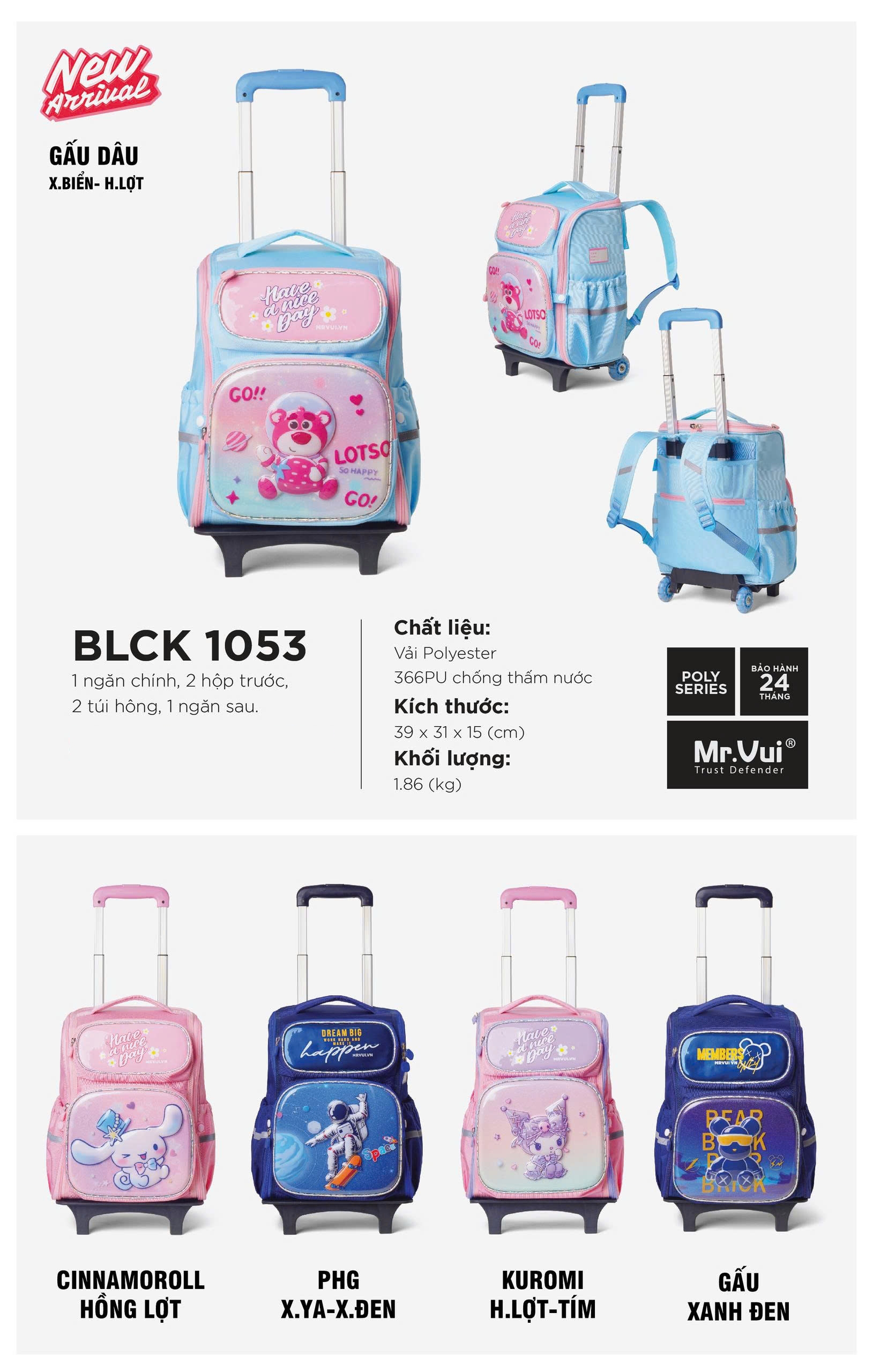 thông số sản phẩm balo kéo 1053