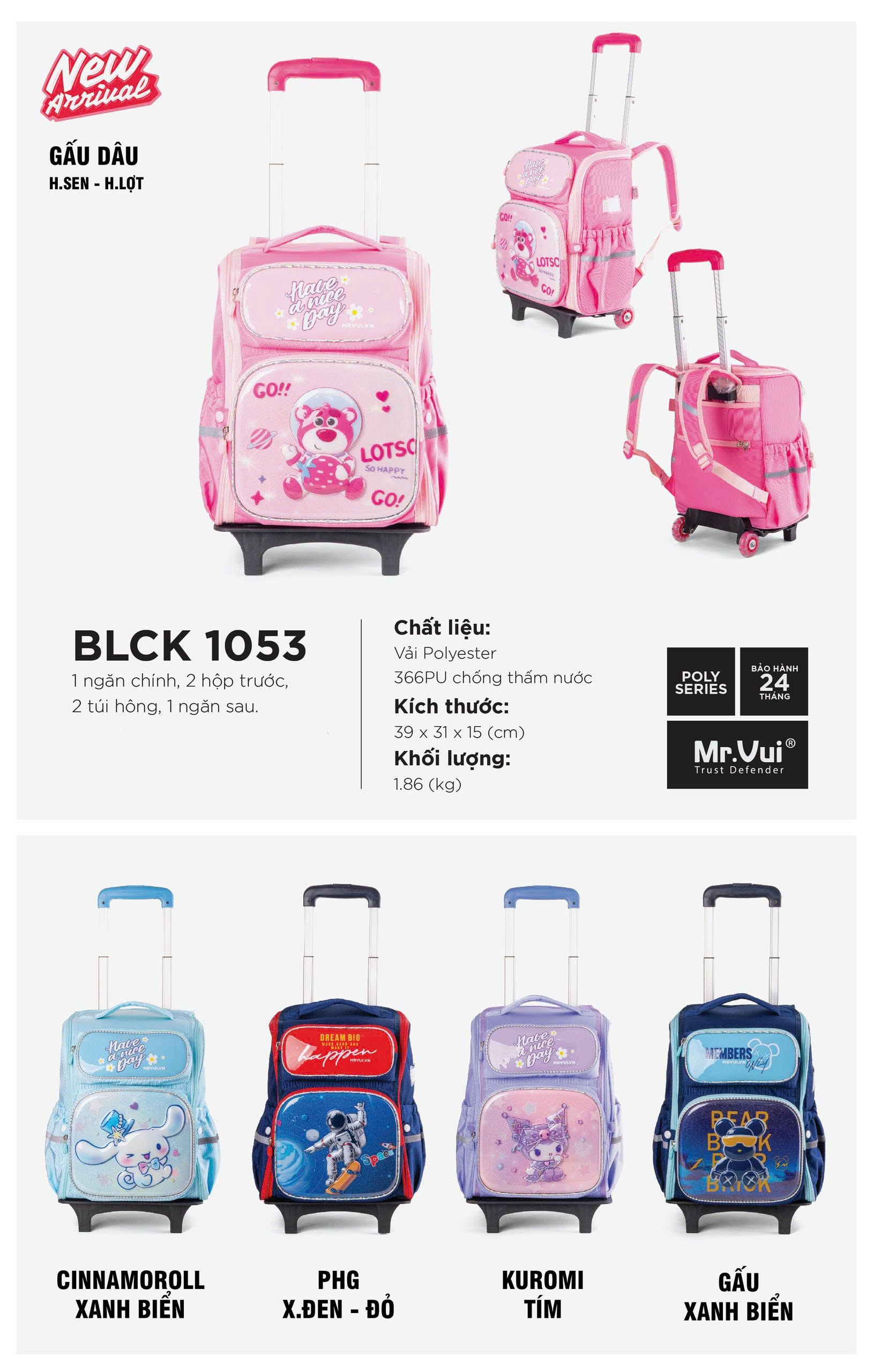 thông số sản phẩm balo kéo 1053