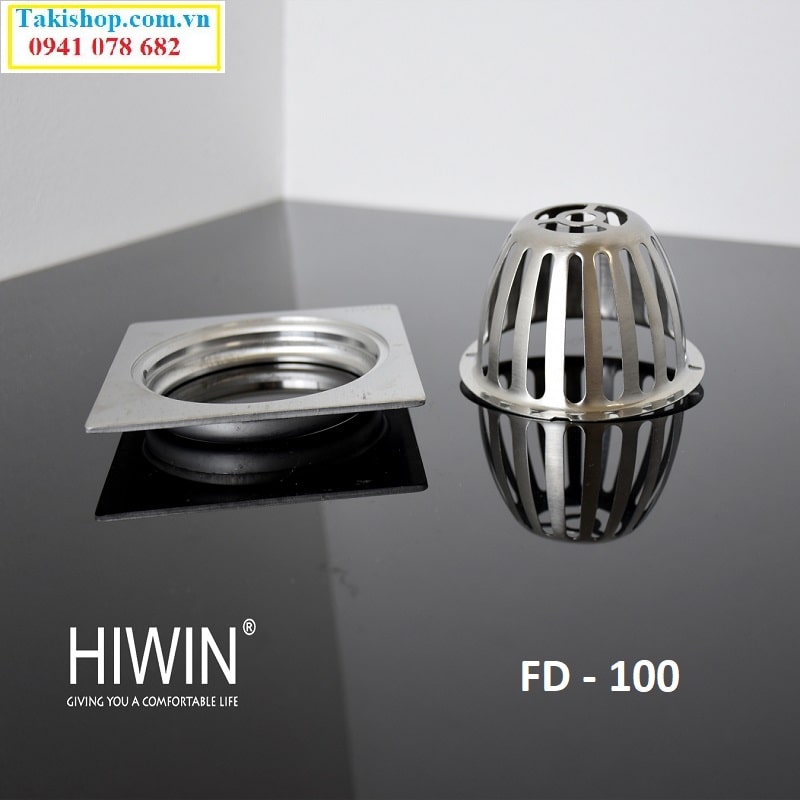 Cung cấp ga thoát sàn Hiwin FD - 100 chắn rác inox 304 cao cấp ngăn mùi hôi