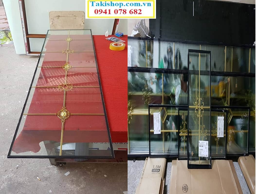 Cung cấp kính hộp có nan hoa đồng trang trí đẹp