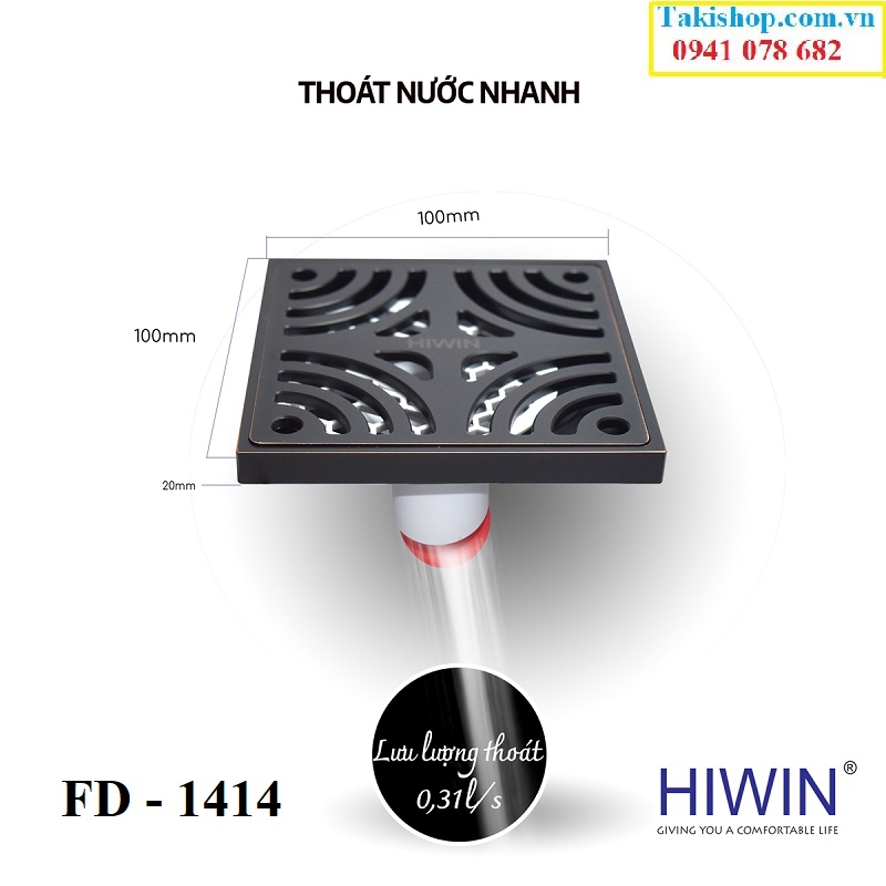 Cung cấp thoát sàn ngăn mùi ngăn côn trùng màu đen cao cấp Hiwin FD 1414 rẻ đẹp