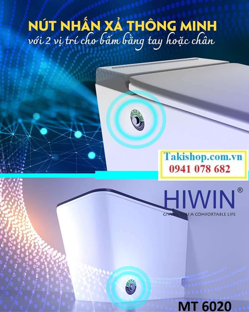 Bồn cầu có 2 nút bấm xả dùng tay ấn và chân