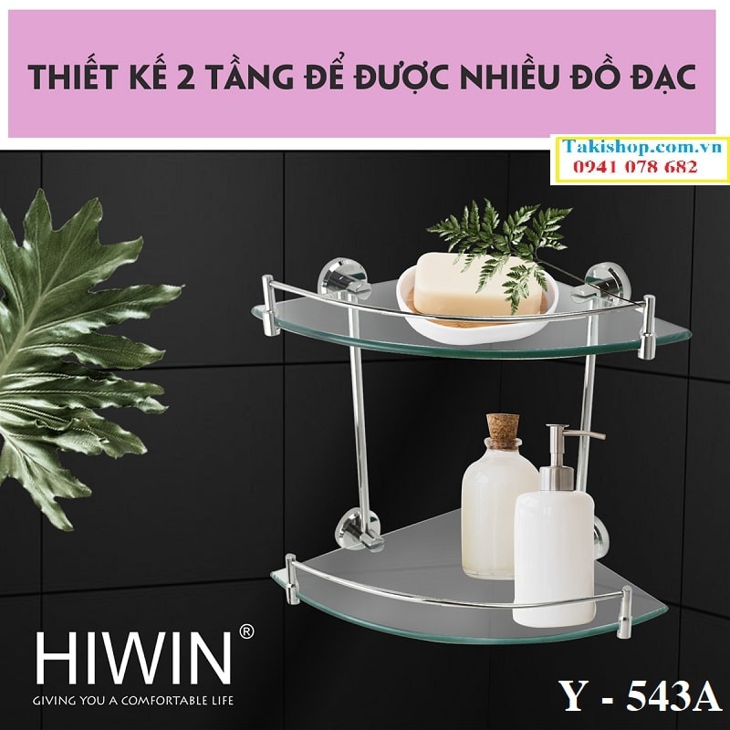Kệ kính 2 tầng inox 304 cao cấp Hiwin Y-543A