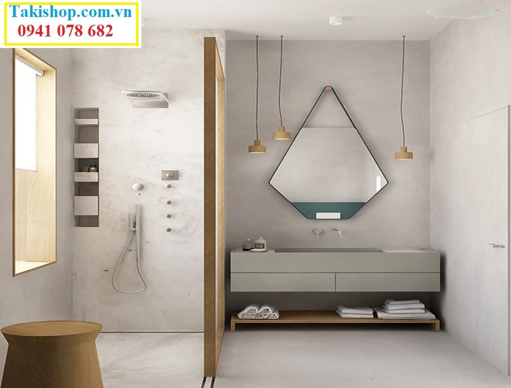 Thi Công guong hình chữ nhật cho nhà vệ sinh