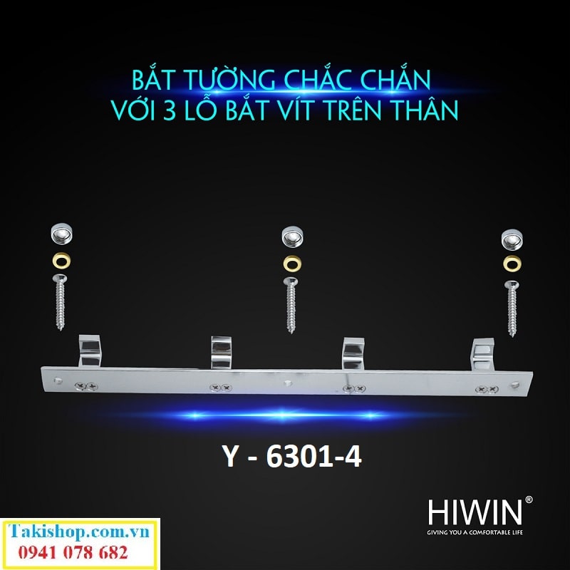 Móc treo quần áo đồng mạ crom mặt gương cao cấp Hiwin Y - 6301-4