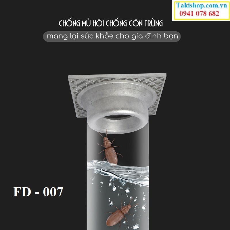 Thoát sàn inox 304 ngăn mùi ngăn côn trùng dùng cho máy giặt H iwin FD 007