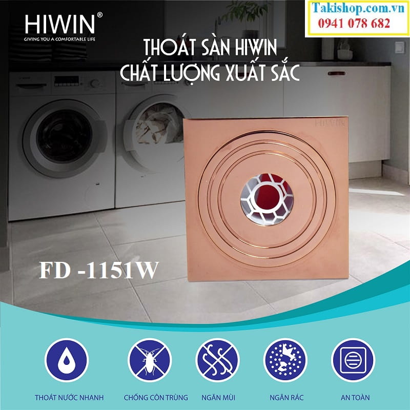 hoát sàn máy giặt ngăn mùi ngăn côn trùng cao cấp Hiwin FD 1151W rẻ đẹp