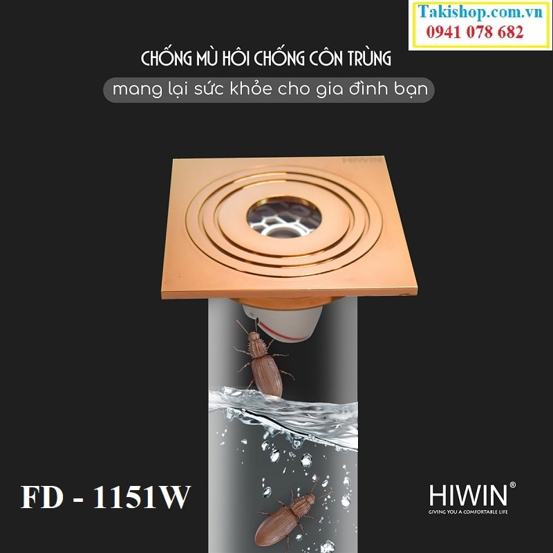 Thoát sàn máy giặt ngăn mùi ngăn côn trùng cao cấp Hiwin FD 1151W