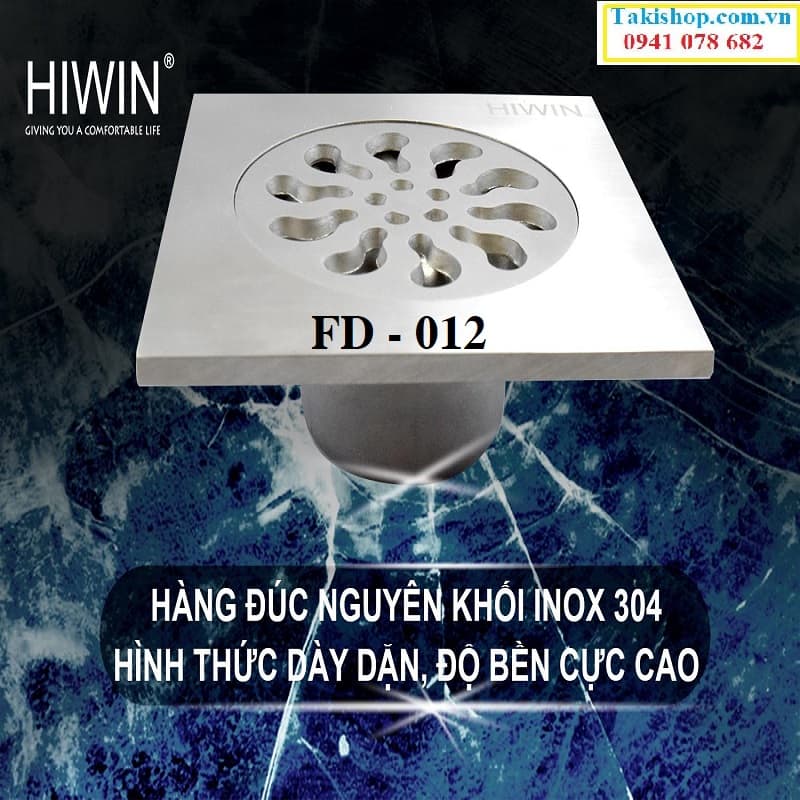 Thoát sàn ngăn mùi cao cấp inox 304 Hiwin FD 012 rẻ đẹp