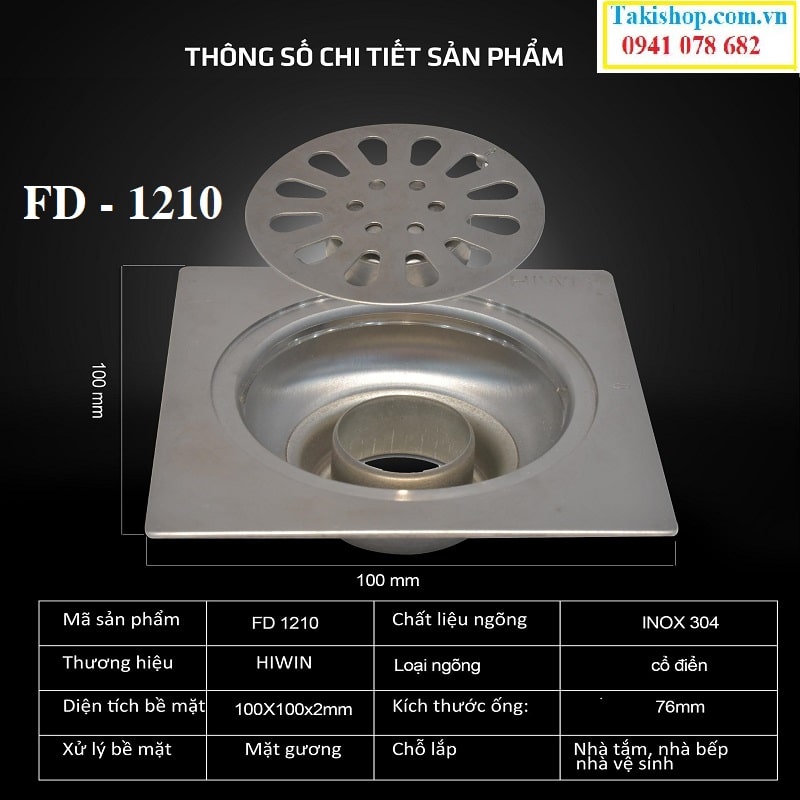 Thoát sàn ngăn mùi ngăn côn trùng Hiwin FD 1210 rẻ đẹp