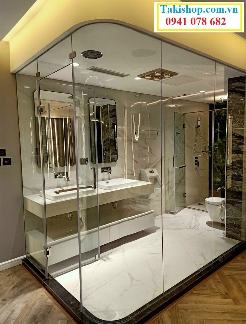 Vách kính phòng tắm uốn cong phụ kiện Hiwin, Gymek