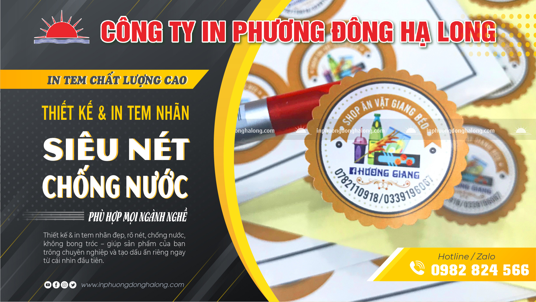 Tem nhãn decal PP chống nước, in sắc nét, phù hợp ngành thực phẩm – Phương Đông Hạ Long